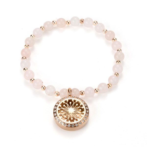 Diffuser Bracelet Allure – Rose Quartz with Rose Gold (20mm Locket)