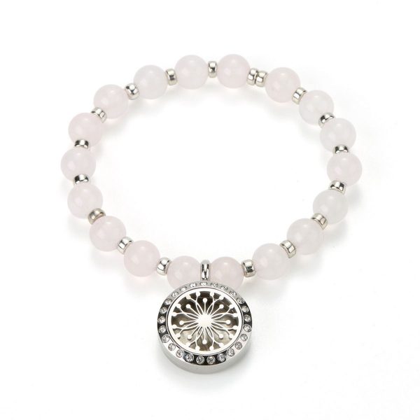 Diffuser Bracelet Allure – Rose Quartz with Stainless Steel (20mm Locket)