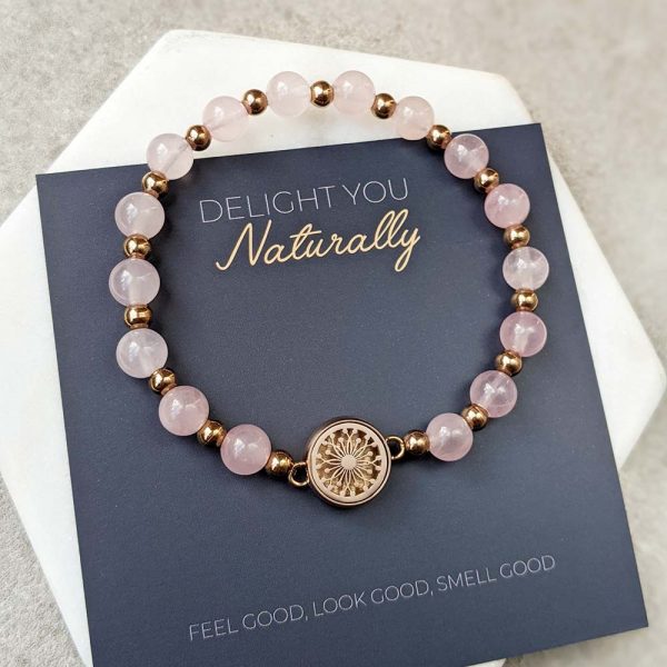 Diffuser Bracelet Hope  – Rose Quartz with Rose Gold (12mm Mini Locket)